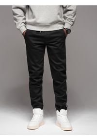Ombre Clothing - Jeansowe joggery męskie z lampasami – czarne V2 - Rozmiar: XXL. Okazja: na co dzień. Kolor: czarny. Materiał: jeans. Styl: retro, sportowy, casual #8