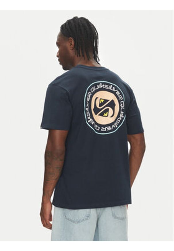 Quiksilver T-Shirt Circle Back Ss EQYZT08054 Granatowy Regular Fit. Kolor: niebieski. Materiał: bawełna