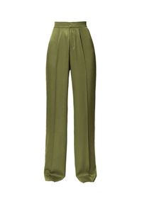 AGGI - Zielone spodnie Jassie. Stan: podwyższony. Kolor: zielony. Materiał: jedwab, tkanina