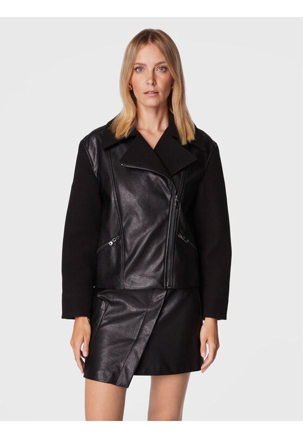 Kurtka z imitacji skóry Sisley. Kolor: czarny. Materiał: skóra