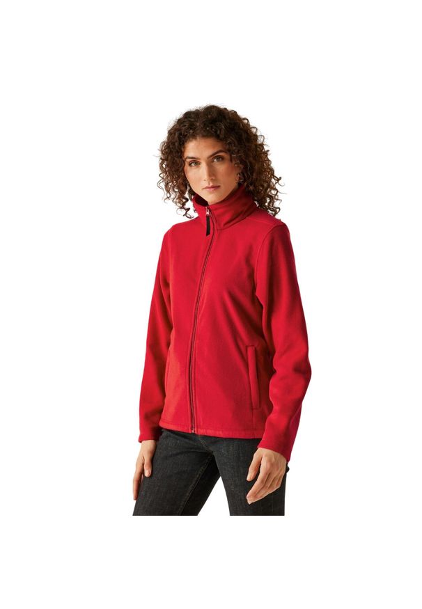 Regatta - Damska Bluza Polarowa Micro Z Pełnym Zamkiem Błyskawicznym. Kolor: czerwony. Materiał: polar. Sezon: zima. Styl: sportowy. Sport: turystyka piesza