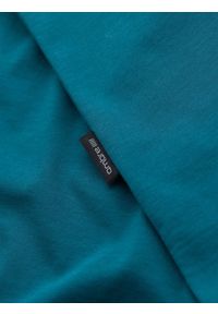 Ombre Clothing - Bawełniany męski t-shirt z printowaną kieszonką – turkusowy V1. Okazja: na co dzień. Kolor: turkusowy. Materiał: bawełna. Długość: krótkie. Wzór: aplikacja. Styl: klasyczny, casual #4