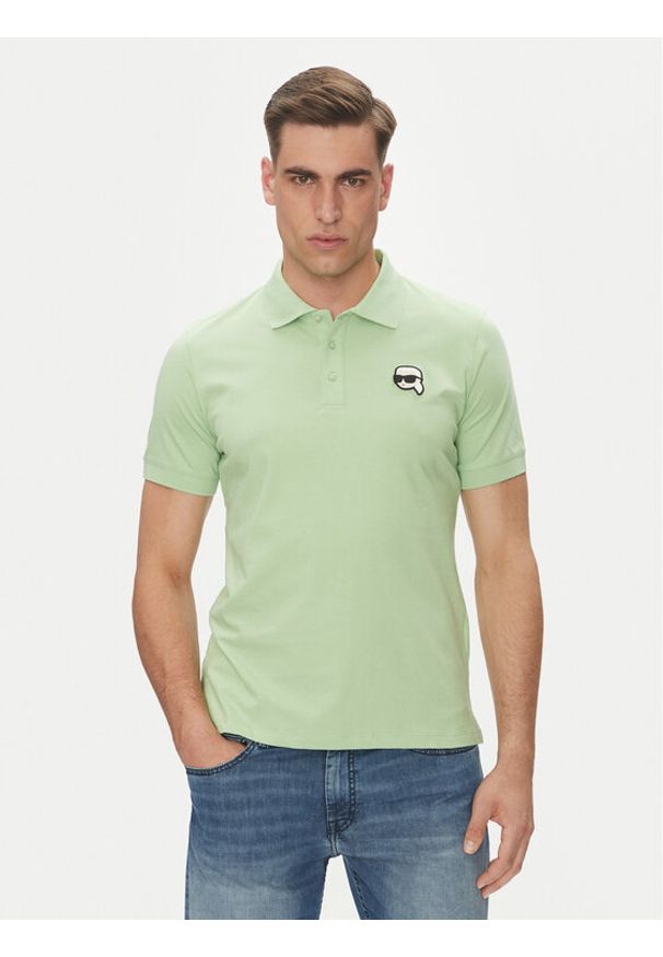 Karl Lagerfeld - KARL LAGERFELD Polo 745710 552224 Zielony Regular Fit. Typ kołnierza: polo. Kolor: zielony. Materiał: bawełna