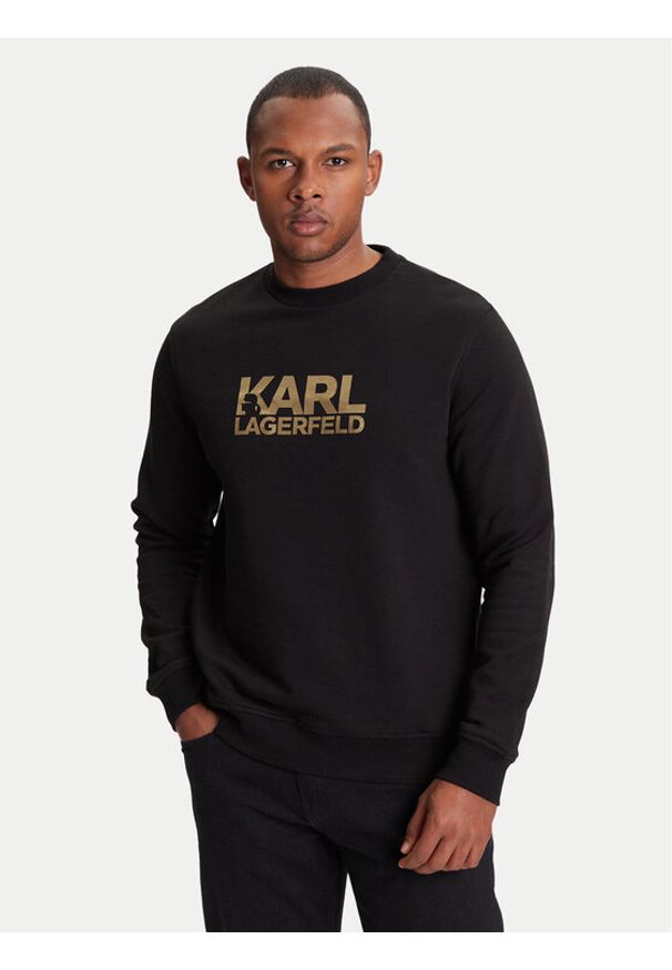 Karl Lagerfeld - KARL LAGERFELD Bluza 705091 553917 Czarny Regular Fit. Typ kołnierza: dekolt w karo. Kolor: czarny. Materiał: bawełna