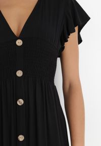 Born2be - Czarna Sukienka z Wiskozy Heeny. Okazja: na randkę, na co dzień. Kolor: czarny. Materiał: wiskoza. Wzór: gładki, aplikacja. Sezon: lato. Styl: casual. Długość: maxi #3