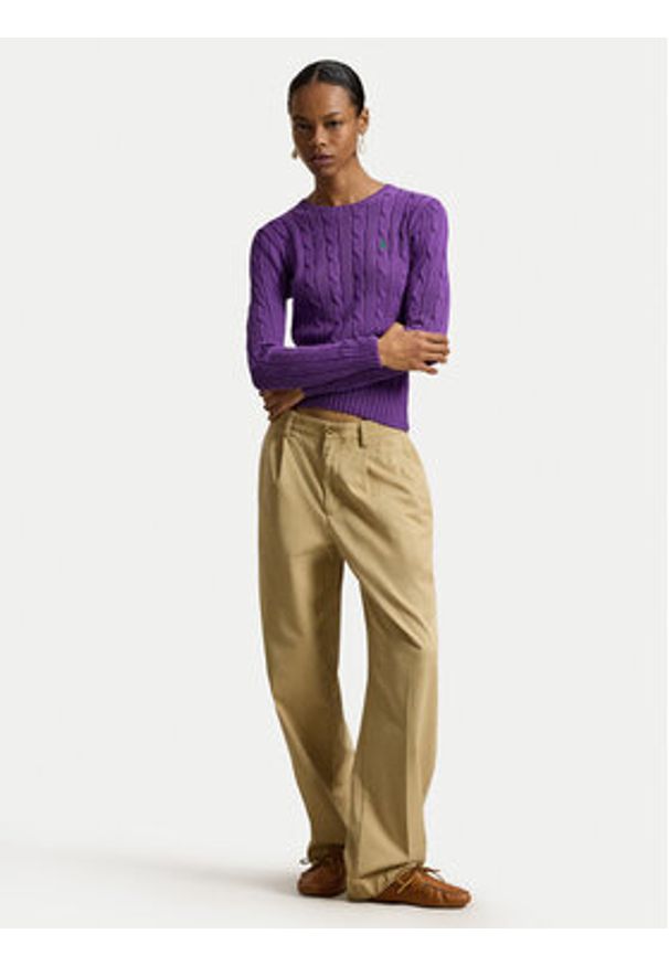 Polo Ralph Lauren Sweter 211971869503 Fioletowy Slim Fit. Typ kołnierza: polo. Kolor: fioletowy. Materiał: bawełna