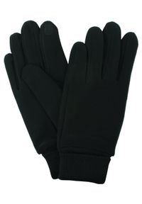 EM Men's Accessories - Sportowe Rękawiczki ze Ściągaczem - Czarne. Kolor: czarny. Materiał: poliester. Wzór: aplikacja. Sezon: zima, jesień. Styl: sportowy #1