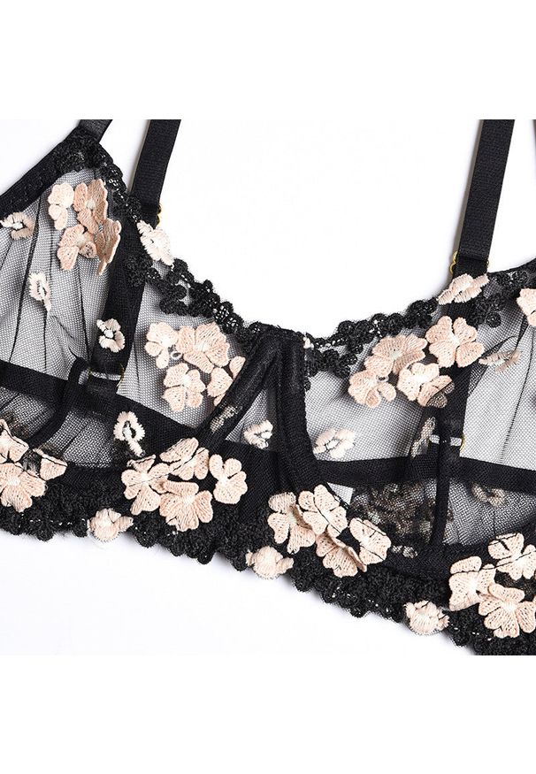 Intica - Komplet bielizny z kwiatowym haftem elegancki i wygodny Changok. Kolor: niebieski. Materiał: tkanina. Wzór: haft, kwiaty