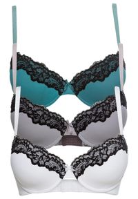 bonprix - Biustonosz z usztywnianymi miseczkami z poliamidu z recyklingu (3 szt.). Kolor: biały. Materiał: poliamid #1