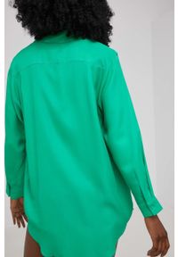 Answear Lab koszula damska kolor zielony relaxed z kołnierzykiem klasycznym. Typ kołnierza: kołnierzyk klasyczny. Kolor: zielony. Materiał: tkanina. Długość rękawa: długi rękaw. Długość: długie. Styl: wakacyjny, klasyczny #4