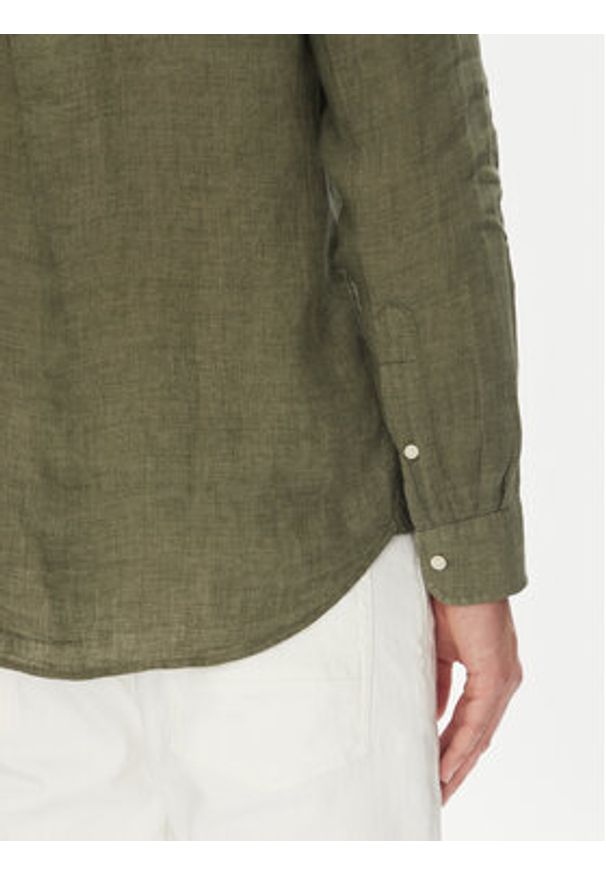 TOMMY HILFIGER - Tommy Hilfiger Koszula MW0MW34602 Zielony Regular Fit. Kolor: zielony. Materiał: len