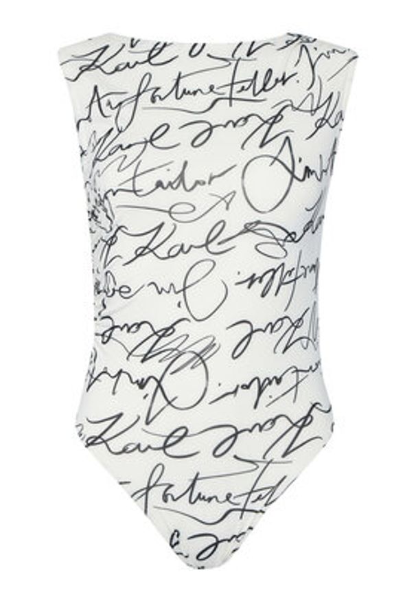 Karl Lagerfeld - KARL LAGERFELD Body A3W17010 Écru Slim Fit. Typ kołnierza: dekolt w karo. Materiał: syntetyk