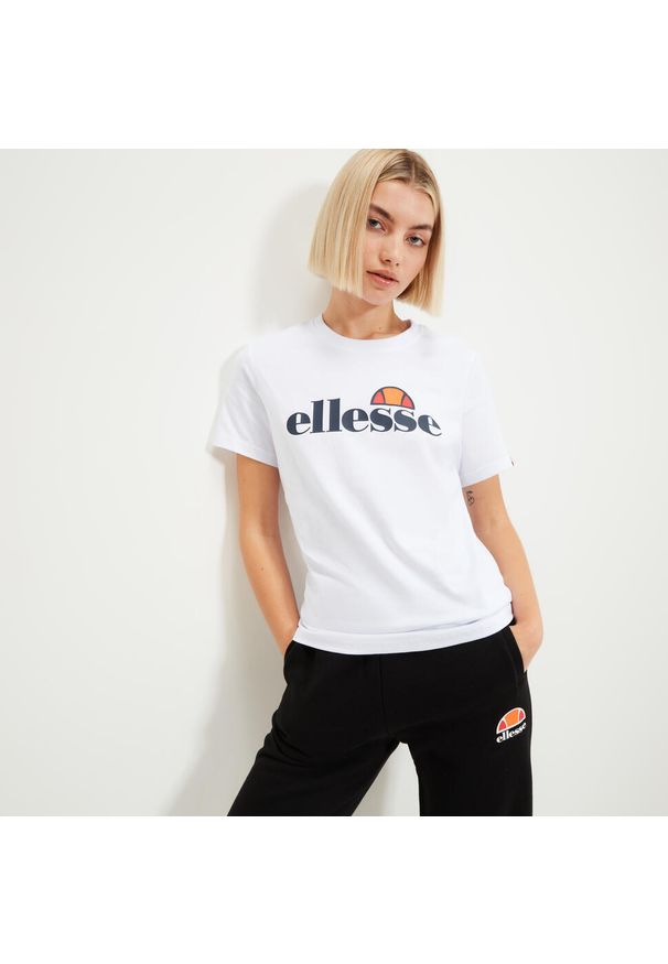 Koszulka treningowa damska Ellesse Albany. Kolor: biały. Długość rękawa: krótki rękaw. Długość: krótkie