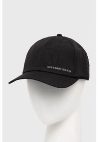 Superdry czapka kolor czarny gładka. Kolor: czarny. Wzór: gładki