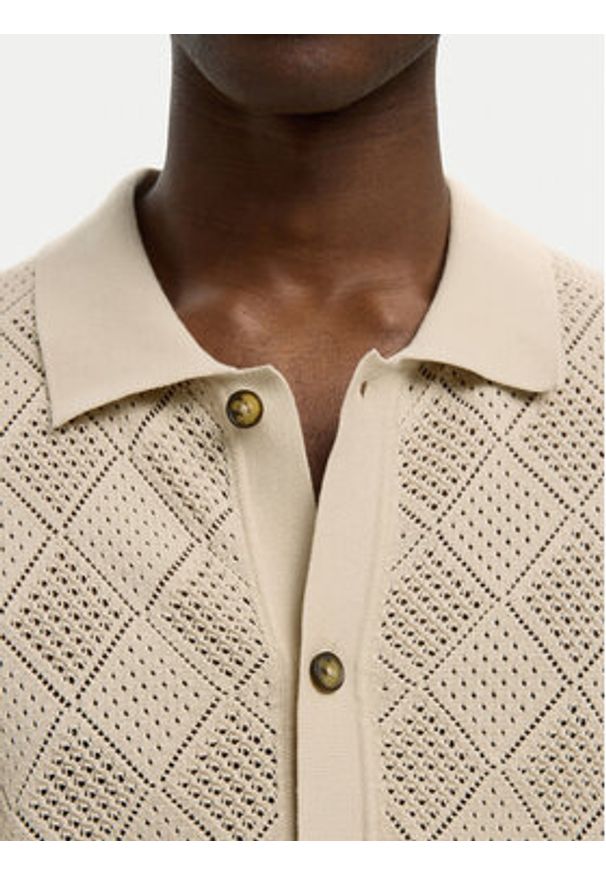 Selected Homme Koszula 16097564 Beżowy Regular Fit. Kolor: beżowy. Materiał: bawełna
