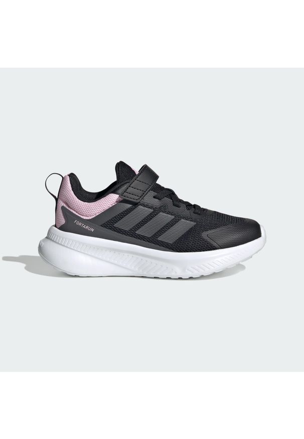 Adidas - Buty dla dzieci Fortarun 4.0. Okazja: na uczelnię. Zapięcie: pasek. Kolor: czarny, szary, różowy, wielokolorowy. Sport: joga i pilates