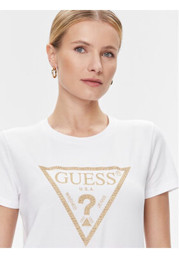 Guess T-Shirt W4RI69 J1314 Biały Regular Fit. Kolor: biały. Materiał: bawełna