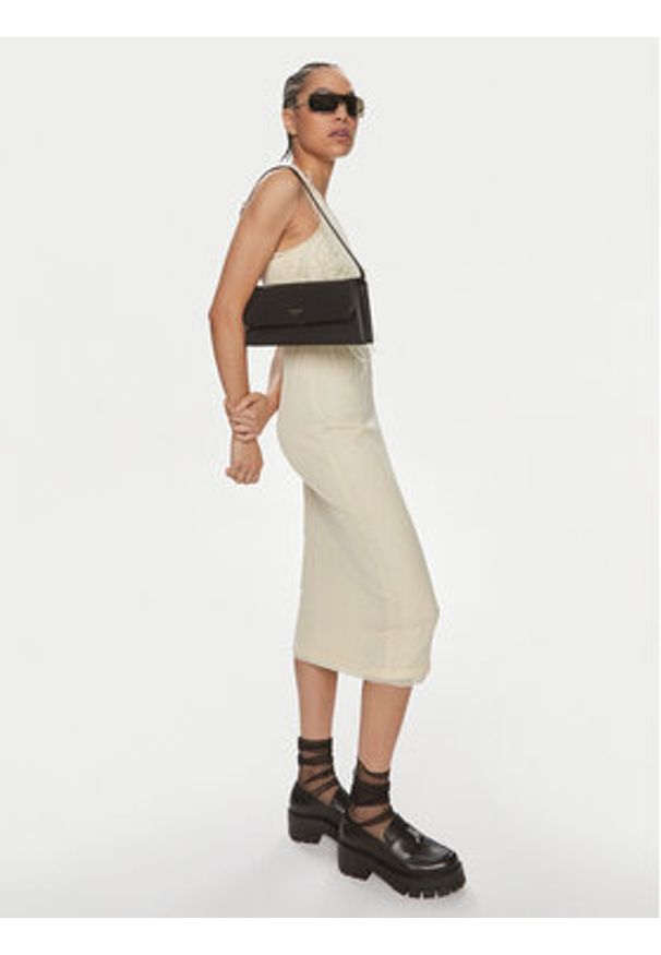 Patrizia Pepe Sukienka koktajlowa 2A2735/K186-W362 Écru Slim Fit. Kolor: kremowy. Materiał: bawełna. Styl: wizytowy