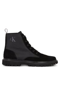Calvin Klein Jeans Trzewiki Eva Mid Laceup Lth Boot Hiking YM0YM00842 Czarny. Kolor: czarny