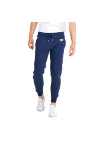 LEONE 1947 APPAREL - Podstawowe spodnie męskie z małym logo. Kolor: niebieski. Materiał: tkanina. Sport: fitness