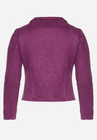 Born2be - Fioletowa Kurtka Ramoneska z Imitacji Zamszu z Asymetrycznym Suwakiem Maisen. Kolekcja: plus size. Kolor: fioletowy. Materiał: zamsz #7