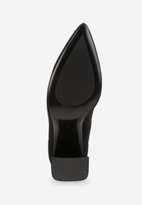 Renee - Czarne Wsuwane Botki na Stożku z Dopasowaną Cholewką Lerinelle. Okazja: na co dzień, do pracy. Zapięcie: bez zapięcia. Kolor: czarny. Szerokość cholewki: normalna. Obcas: na stożku. Styl: casual, elegancki. Wysokość obcasa: średni #2