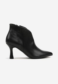 Renee - Czarne Eleganckie Botki na Klepsydrze ze Szpiczastym Noskiem Sulibbia. Nosek buta: szpiczasty. Kolor: czarny. Materiał: satyna, jeans. Obcas: na obcasie. Styl: elegancki. Wysokość obcasa: średni #5