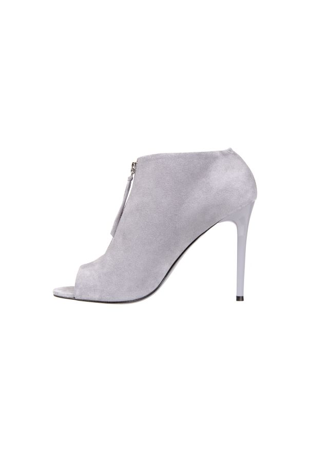 Botki Bayla-056 2074-678 Szary, Skóra naturalna. Nosek buta: otwarty. Zapięcie: zamek. Kolor: szary. Materiał: zamsz. Szerokość cholewki: normalna