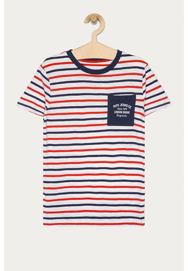 Pepe Jeans - T-shirt dziecięcy Arnold 128-176 cm. Okazja: na co dzień. Kolor: wielokolorowy. Materiał: bawełna, dzianina. Wzór: nadruk. Styl: casual