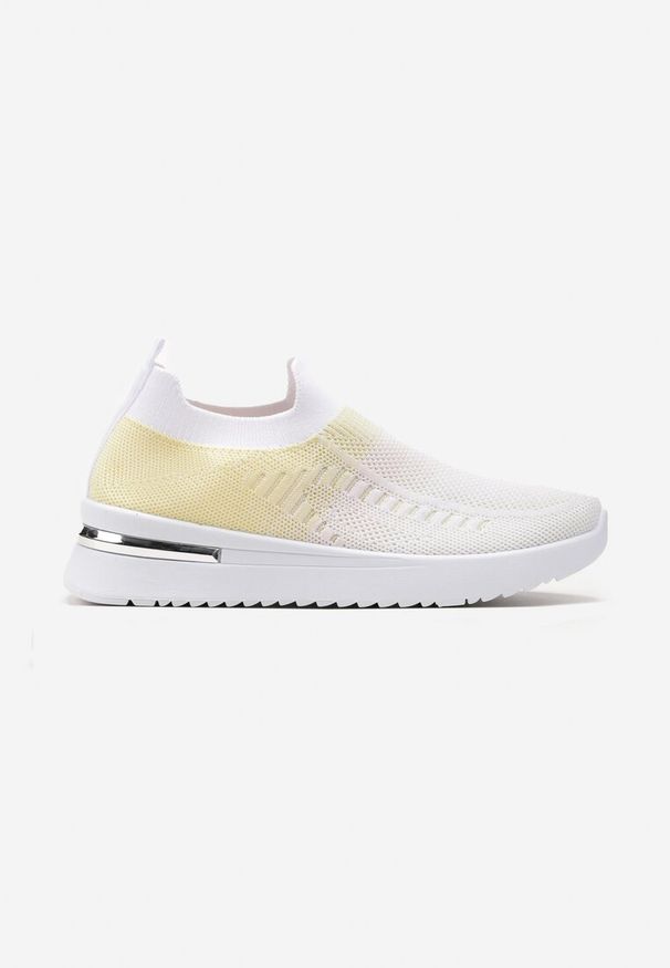 Born2be - Biało-Żółte Wsuwane Buty Sportowe z Elastyczną Cholewką z Efektem Ombre Erimla. Zapięcie: bez zapięcia. Kolor: biały. Szerokość cholewki: normalna