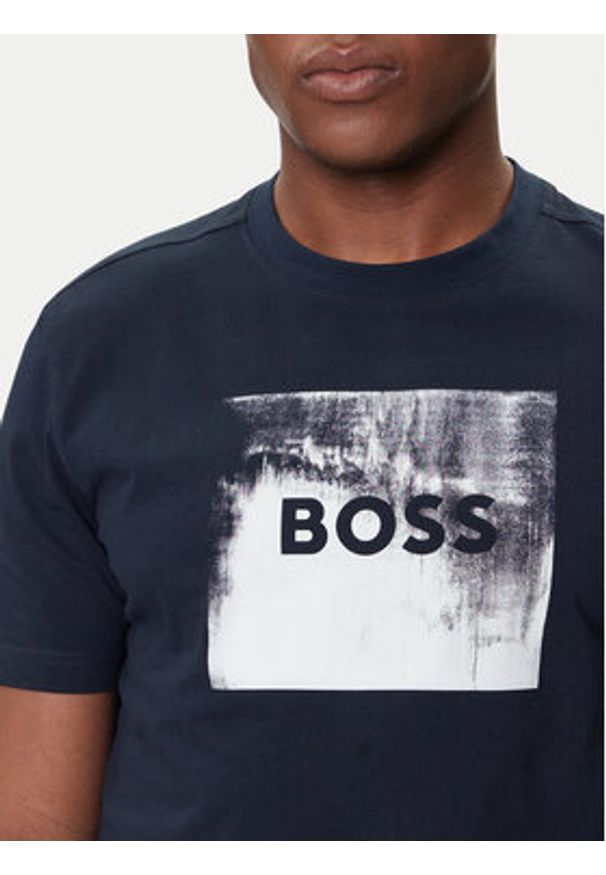 BOSS T-Shirt Te_Wheel 50546381 Granatowy Regular Fit. Kolor: niebieski. Materiał: bawełna