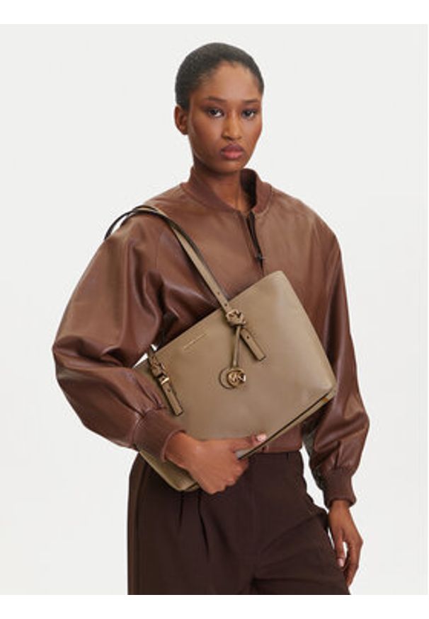 MICHAEL Michael Kors Torebka Quinn 30T5GQNT2L Beżowy. Kolor: beżowy. Materiał: skórzane