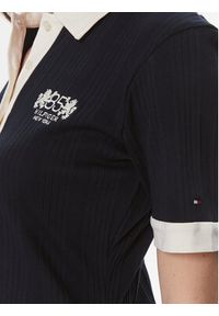 TOMMY HILFIGER - Tommy Hilfiger Sukienka dzianinowa F&F Crest 85 Polo Dress Rib WW0WW40617 Granatowy Regular Fit. Typ kołnierza: polo. Kolor: niebieski. Materiał: bawełna #4