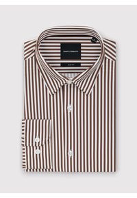 Pako Lorente - PAKO LORENTE - Brązowa koszula męska w prążek. Kolor: brązowy. Materiał: elastan, nylon. Długość rękawa: długi rękaw. Długość: długie. Wzór: prążki. Sezon: wiosna #7