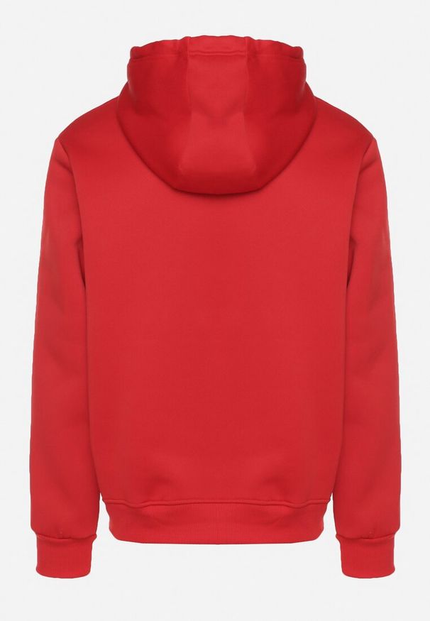Born2be - Czerwona Bluza z Bawełną Kapturem i Kieszenią Typu Kangurek Norrise. Okazja: na co dzień. Kolor: czerwony. Materiał: bawełna. Styl: casual, elegancki