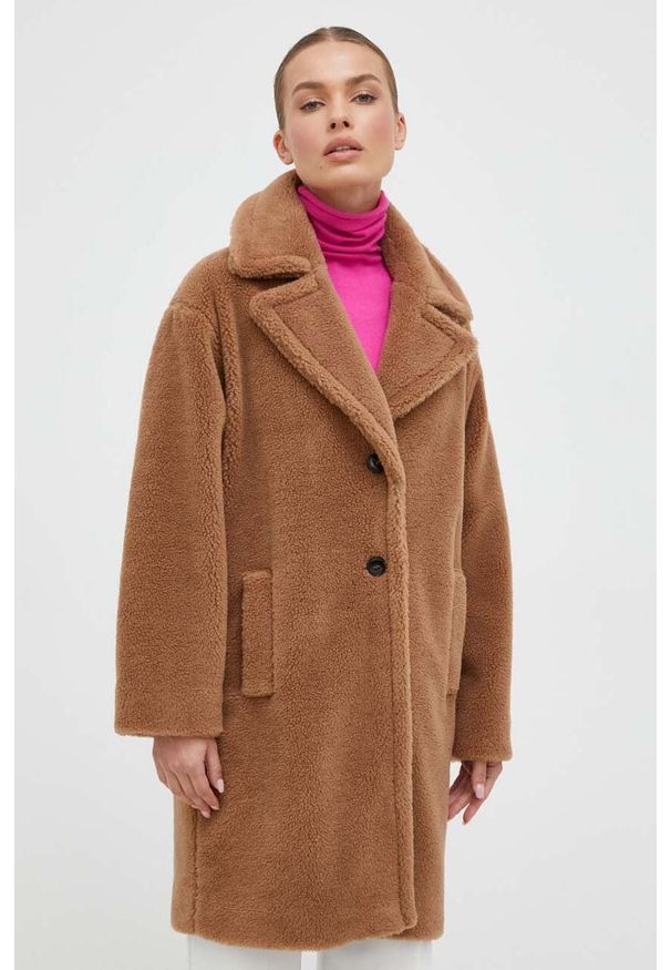 Marella płaszcz z domieszką wełny kolor brązowy przejściowy oversize. Kolor: brązowy. Materiał: wełna. Styl: klasyczny