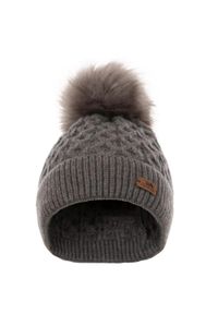 TRESPASS - Czapka Beanie Damska Freja Pom Pom. Kolor: szary. Sezon: zima