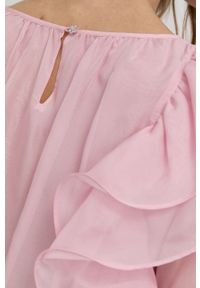Miss Sixty bluzka jedwabna damska kolor różowy gładka. Okazja: na co dzień. Kolor: różowy. Materiał: jedwab. Długość rękawa: długi rękaw. Długość: długie. Wzór: gładki. Styl: casual #4