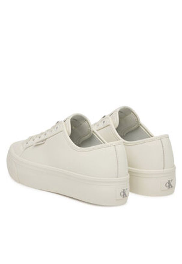 Calvin Klein Sneakersy Vulc Flatf Lace Up Lth YW0YW01932 Biały. Kolor: biały. Materiał: skóra