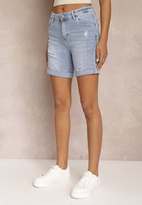 Renee - Niebieskie Jeansowe Szorty z Efektem Push Up Metaux. Kolor: niebieski. Materiał: jeans. Sezon: wiosna, lato