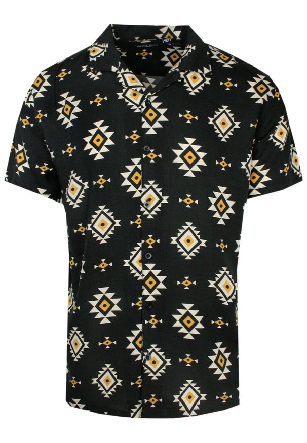 Koszula Hawajska - Brave Soul - Wzór Geometryczny. Materiał: wiskoza. Wzór: geometria. Sezon: lato. Styl: wakacyjny