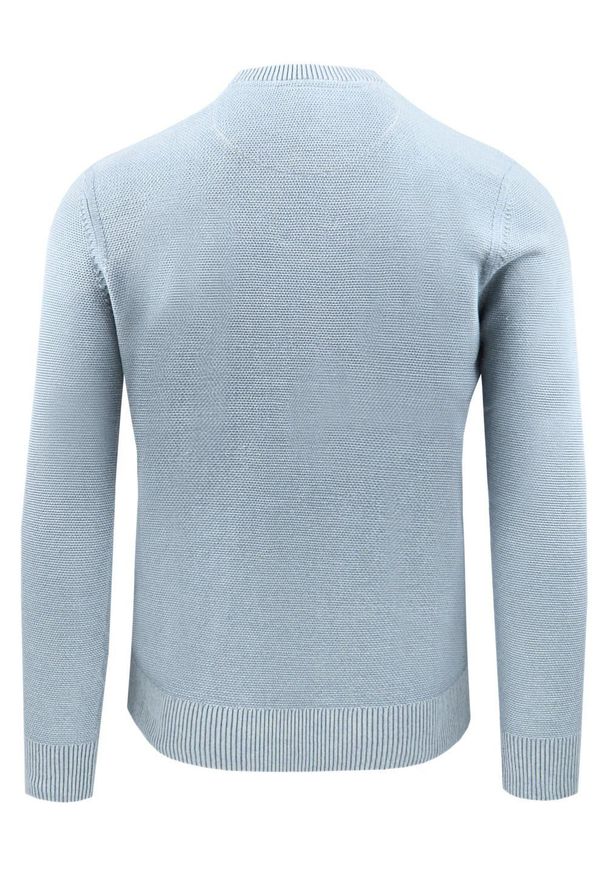 Męski Sweter Bawełniany, Delikatna Faktura Materiału - Pako Jeans - Niebieski. Kolor: niebieski. Materiał: bawełna. Styl: elegancki, klasyczny