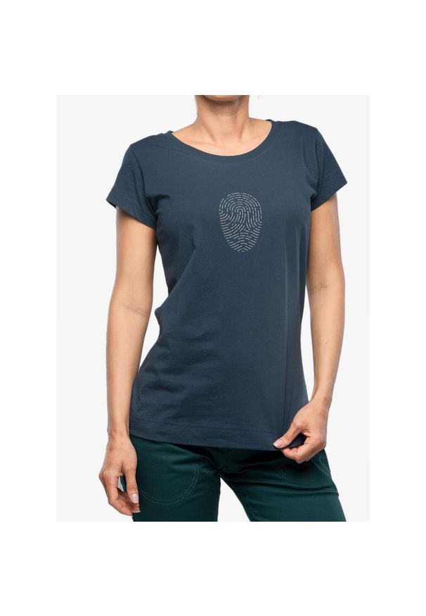 OCUN - Koszulka wspinaczkowa damska Ocun Classic T Fingerprint. Kolor: niebieski, wielokolorowy, czarny