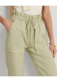 Lauren Ralph Lauren - LAUREN BY RALPH LAUREN - Beżowe lniane spodnie. Stan: podwyższony. Kolor: beżowy. Materiał: len