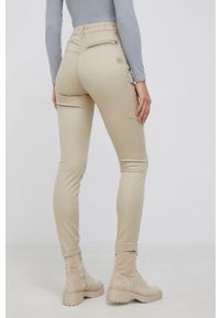 G-Star RAW - G-Star Raw Spodnie damskie kolor beżowy fason cargo high waist. Stan: podwyższony. Kolor: beżowy #3
