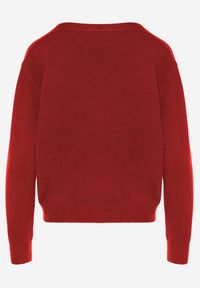 Born2be - Bordowy Rozpinany Kardigan z Dodatkiem Kaszmiru Vetirira. Okazja: na co dzień. Kolor: czerwony. Materiał: kaszmir. Styl: casual, klasyczny #5