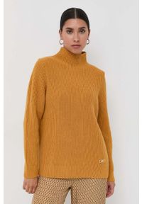MICHAEL Michael Kors sweter wełniany damski kolor pomarańczowy ciepły z półgolfem. Kolor: pomarańczowy. Materiał: wełna. Długość rękawa: długi rękaw. Długość: długie #5
