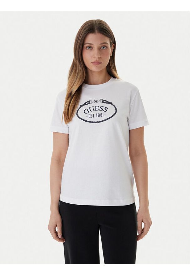 Guess T-Shirt V6RI04 K8FQ4 Biały Regular Fit. Kolor: biały. Materiał: bawełna