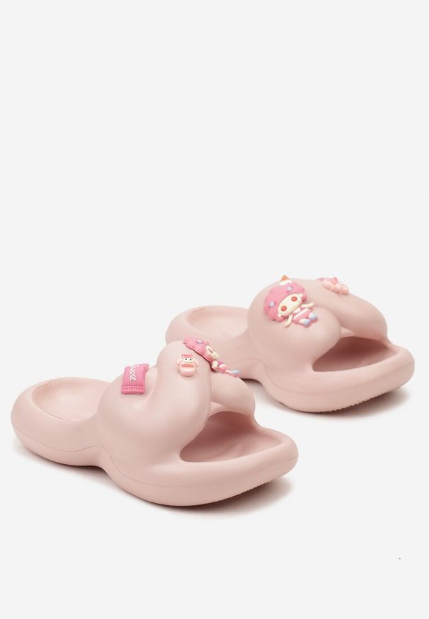 Born2be - Różowe Klapki Piankowe z Ozdobnymi Aplikacjami Ihigena. Kolor: różowy. Wzór: aplikacja. Sezon: lato. Styl: elegancki