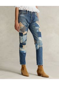 Ralph Lauren - RALPH LAUREN - Spodnie jeansowe Boyfriend. Kolor: niebieski. Wzór: aplikacja, kolorowy